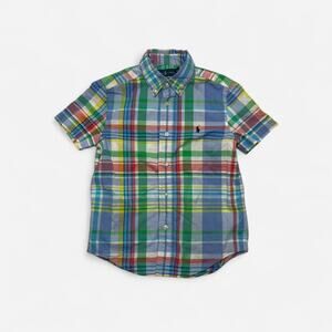 Ralph Lauren Boys Plaid Short Sleeve Button Down Shirt Size 5